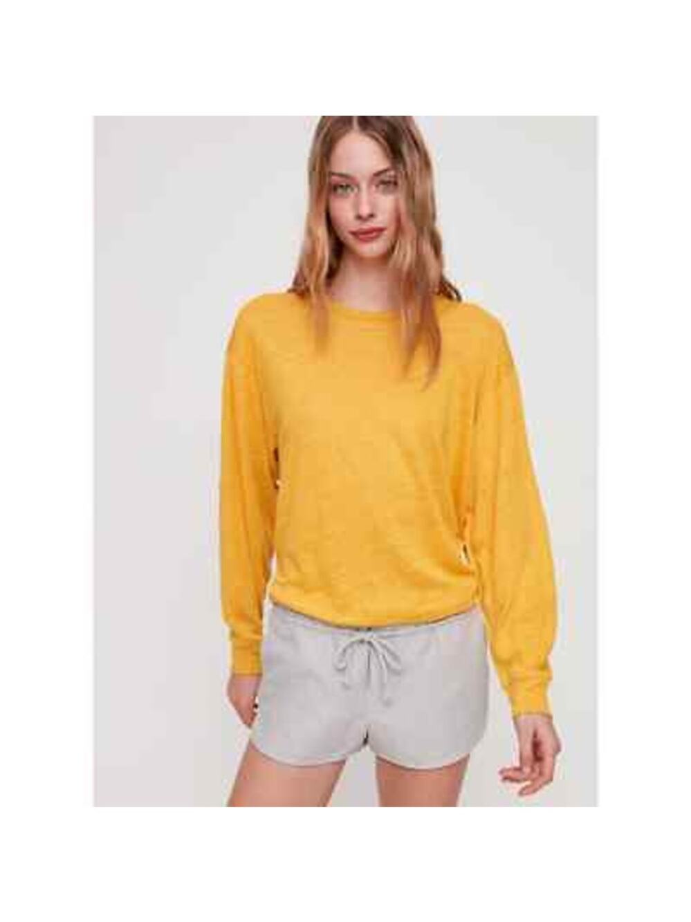 Aritzia Wilfred Free Habitus Linen Blend Drawstring Shorts Grey Size Medium